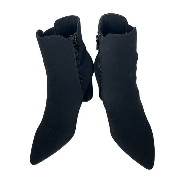 LONDON FOG TORI Black Winter Block Heeled Zip Ankle Boots Size 7 - Picture 13 of 14